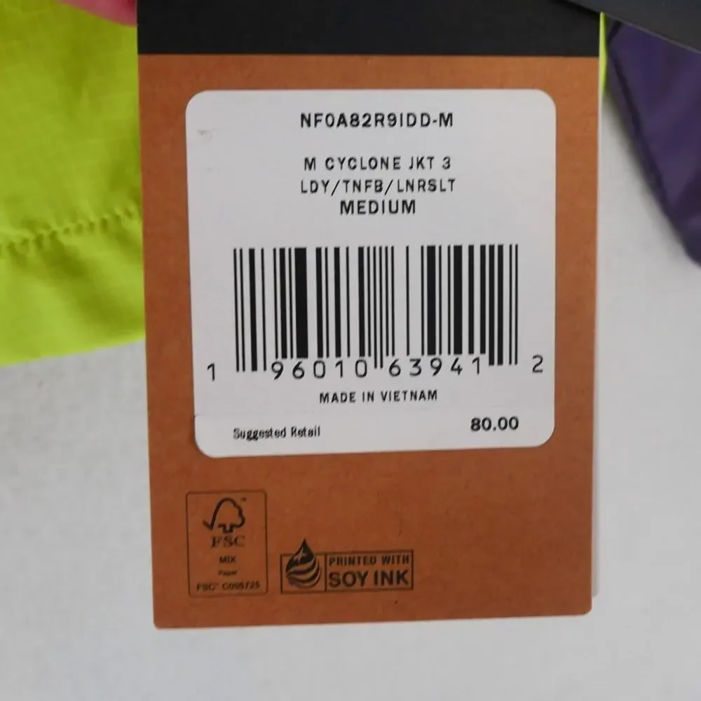 NEW The North Face Men's Medium Cyclone Jacket 3  Black Yellow Water Repellant